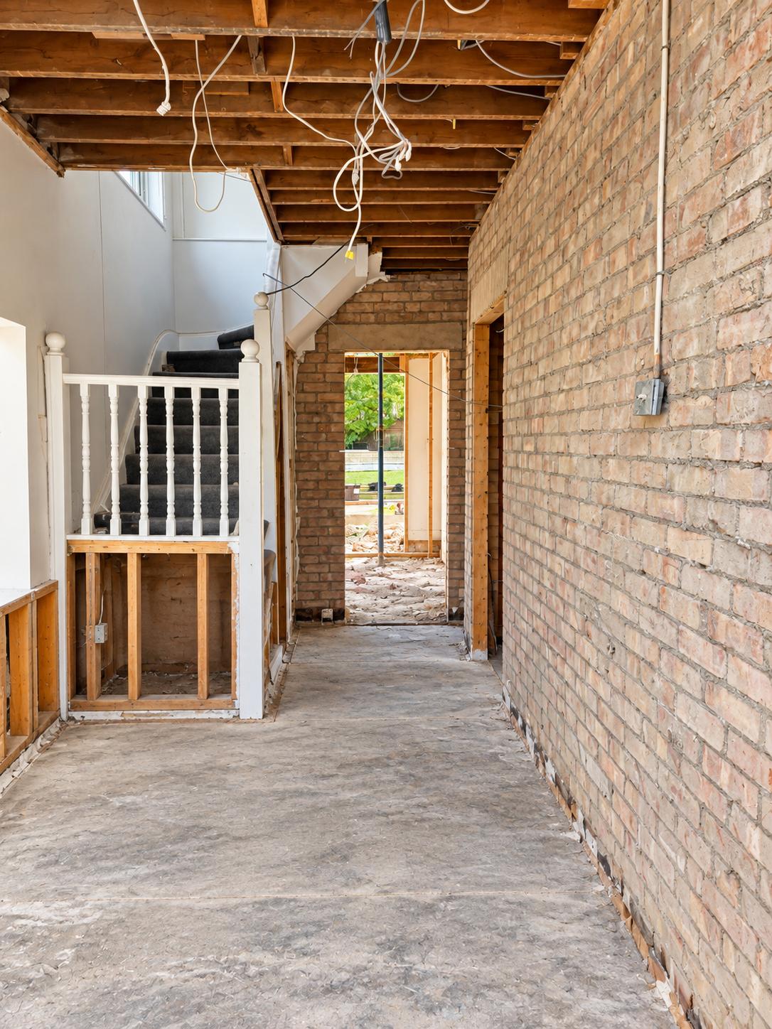 Interiors stripped back to brick and joists during the strip-out