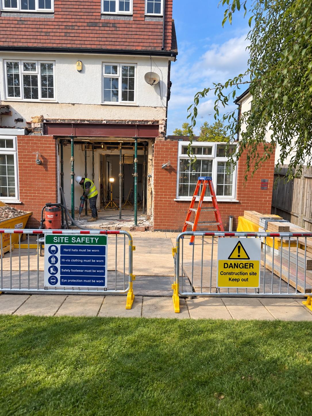 New steelwork in place across the rear opening